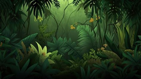 Premium AI Image | Tropical trees and plants in the jungle