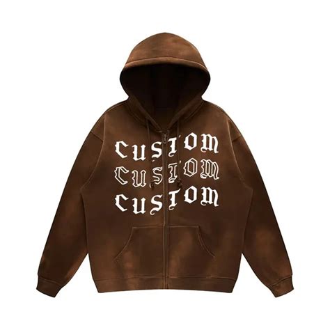 Full Face Rhinestone Puff Print Custom Full Zip Up Men Hoodie China