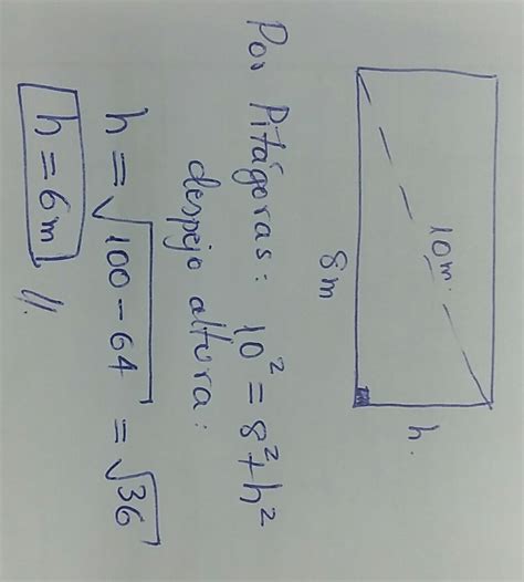 La Diagonal De Un Rectangulo Mide M Y La Base M Calcula La Altura