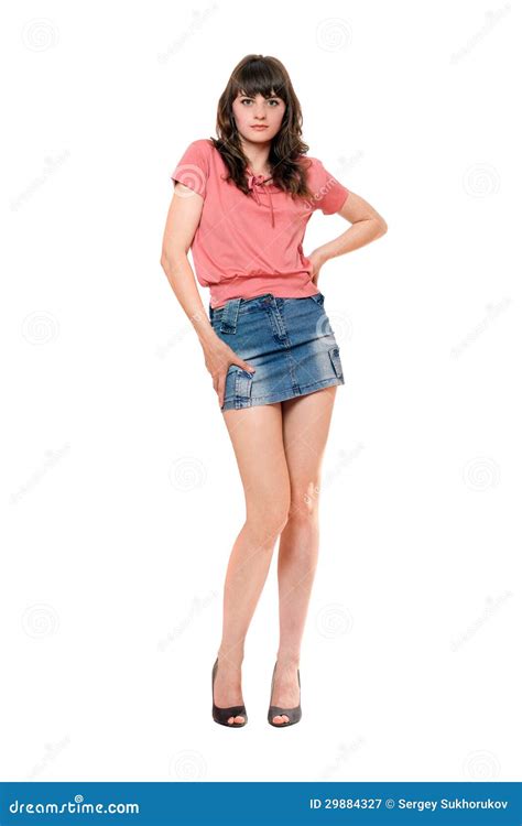 Cute Girl In Jeans Mini Skirt Stock Image Image Of Alluring