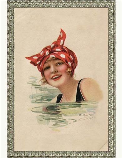 Bathing Beauty Framed Print Vintage Postcard Vintage Illustration