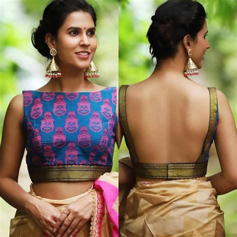 Modern Back Side Deep Neck Blouse Design