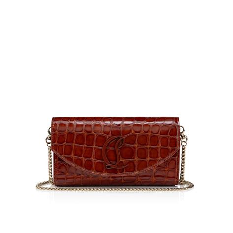 Loubi54 Wallet On Chain Alligator Embossed Calf Leather Acajou