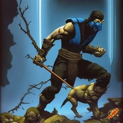 Illustration Of Sub Zero In Epic Frazetta Style On Craiyon