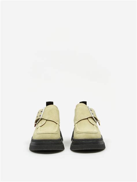 Ganni Suede Monk Strap Creeper Bog Goodhood