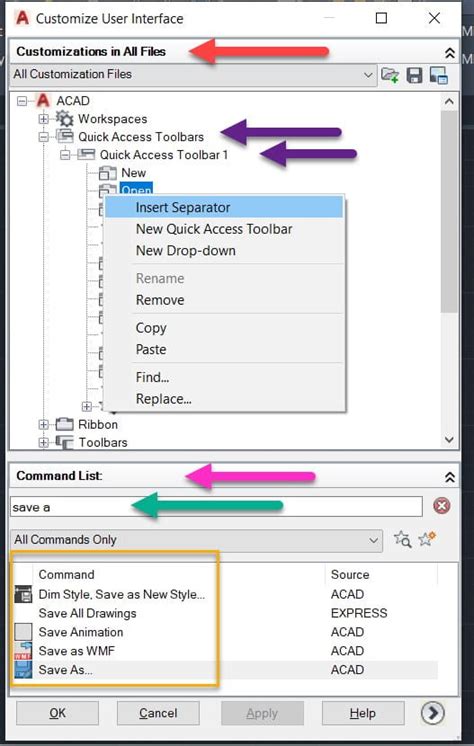 Adjust The Quick Access Toolbar In Autocad Seiler Design Solutions