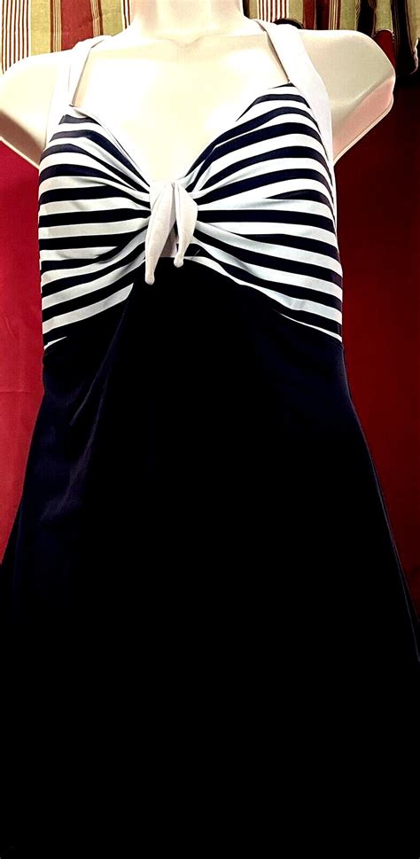 Cocoship Sailor Pin Up Retro Navy Swimsuit One Piece  Gem