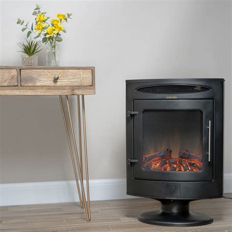 Grade A1 Freestanding Electric Fire In Black With Curved Design Amberglo Furniture123