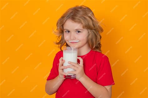 Premium Photo Healthy Food For Kids Kid Drinking Milk Isolated On