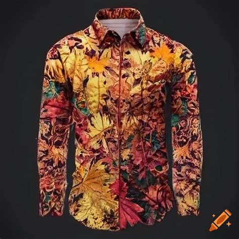 Men S Stylish Shirt With Autumn Leaves Pattern