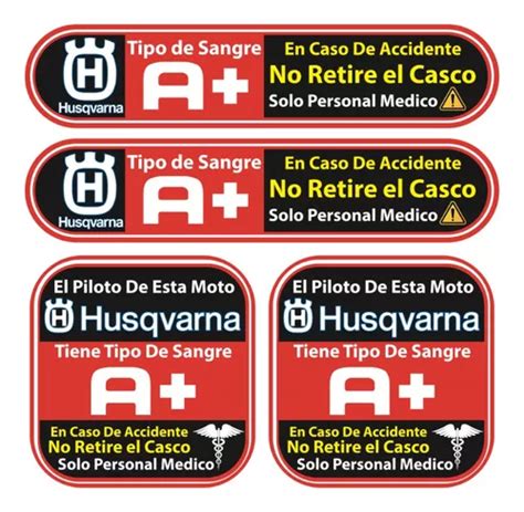 Sticker Tipo Sanguineo Reflejante Para Casco Motos Husqvarna Meses