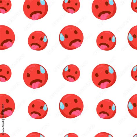 Hot Icon Emoji Pattern Overheated Seamless Background Symbols Doodle