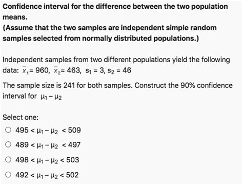 SOLVED Confidence Interval For The Difference Between The Two