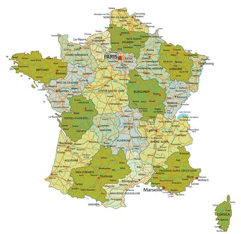 France Highly Detailed Editable Political Map With Labeling Stock