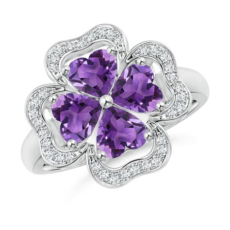 Heart Shaped Amethyst Clover Ring Angara