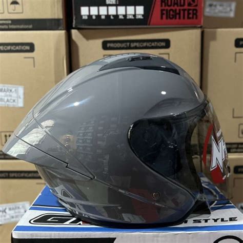 Promo Helm Nhk N Max Solid All Warna Single Visor Half Face Dim Grey