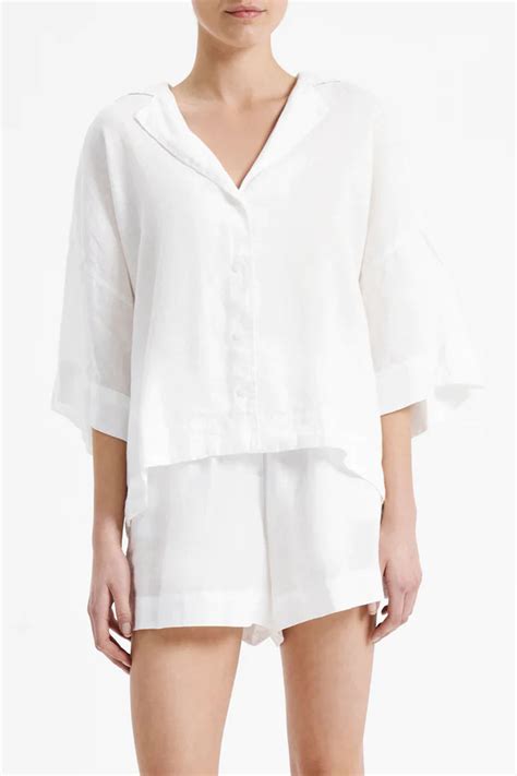 Nude Lucy Lounge Linen Shirt White Stylerunner