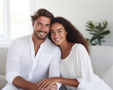 Multiracial Couple At Home Premium Ai Generated Image