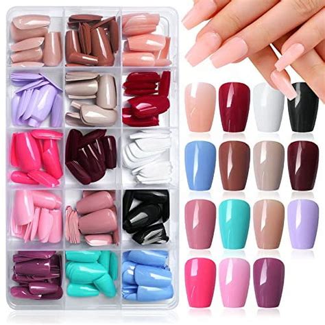 Loveourhome 360pc Short Coffin Press On Nails Glossy Ballerina Fake Nails Press Ons Fingernails