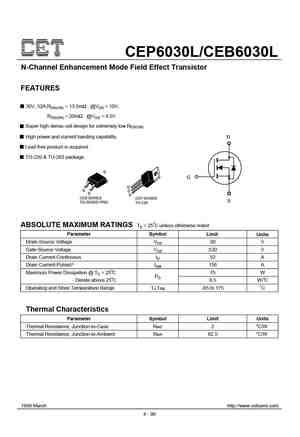 CEP603AL MOSFET Datasheet pdf - Equivalent. Cross Reference Search