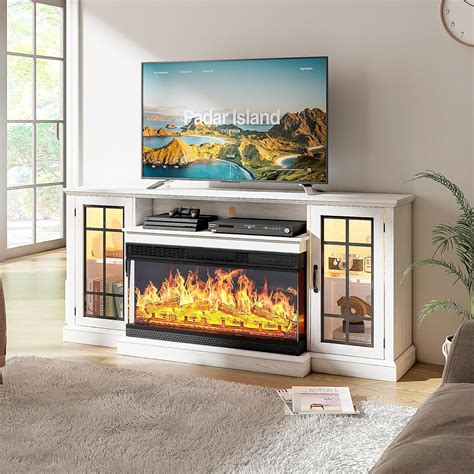 Amazon Oneinmil Soporte De Tv Con Chimenea De Vidrio De