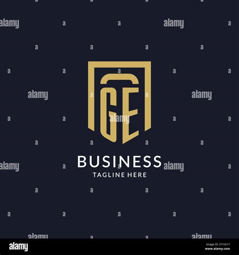 Ge Logo Initial With Geometric Shield Shape Design Style Vector Graphic