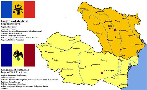 The kingdoms of Wallachia and Moldavia in 1920, at their territorial ...