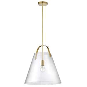 Dainolite Polly Light Aged Brass Shaded Pendant Light With Clear