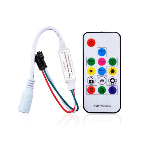 Dc5 24v Pixel Led Strip Controller With Mini Rf Wireless Remote For Led Digital Rgb Strip Ws2811