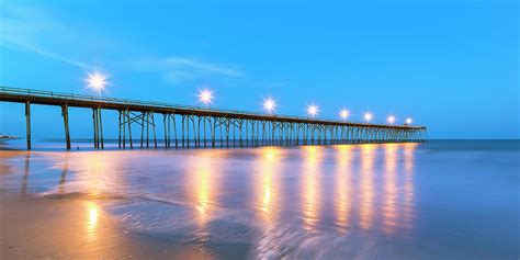 North Carolina Kure Beach Fishing Pier At Blue Hour Panorama Photograph