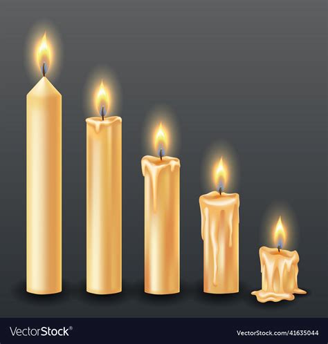 Burning Candles With Dripping Or Flowing Wax Vector Image