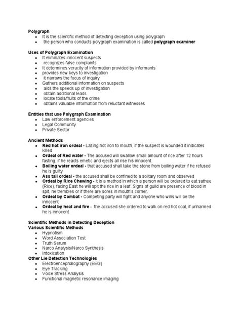 Lie Detection Finals Notes Pdf Polygraph Confession Law