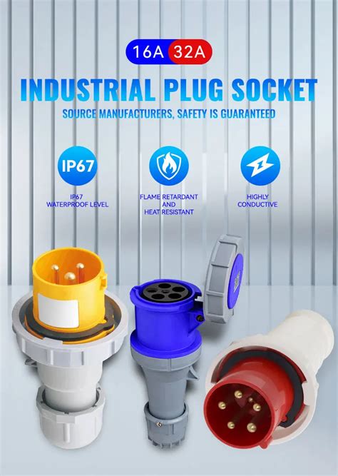 Industrial Socket Plug Ip67 Ip44 Waterproof Electrical 16a 32a Industrial 3pin 4pin Male And