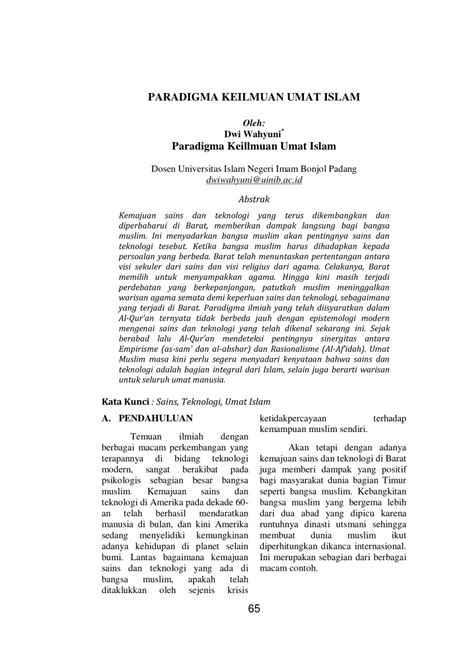 Pdf Paradigma Keilmuan Umat Islam