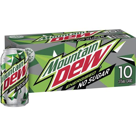 Mountain Dew Energised Sugar Free Soft Drink Multipack Cans 375ml X 10