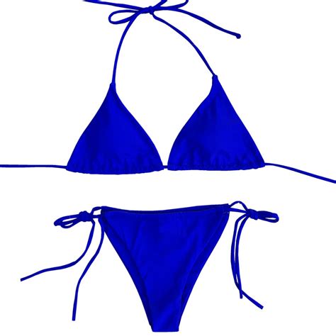 USD 14 24 European And American New Swimsuit Sexy Triangle Bikini Pure Color Rope Strap Small