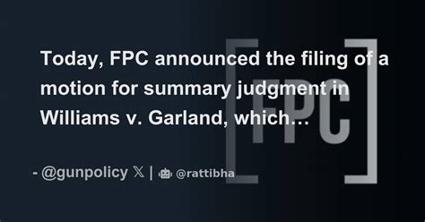 Today Fpc Announced The Filing Of A Motion For Summary Judgment In