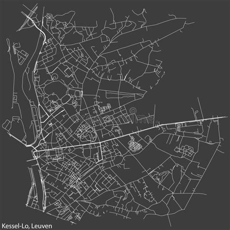 Street Roads Map Of The Kessel Lo Borough Leuven Stock Vector