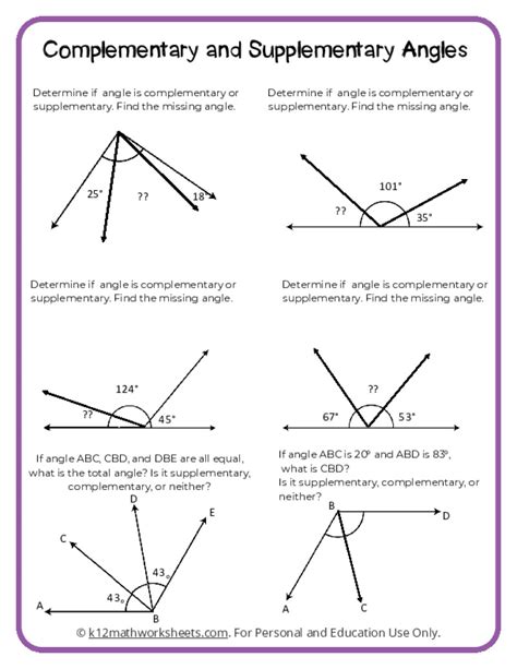 Complementary Supplementary Vertical And Adjacent Angles