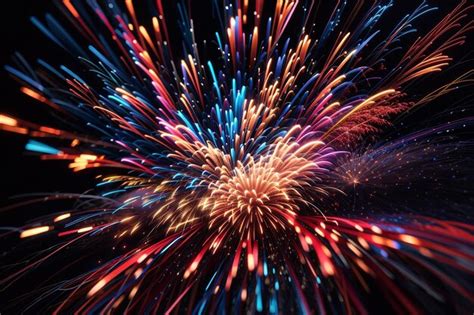 Premium AI Image | Explosion of fireworks abstract fibers