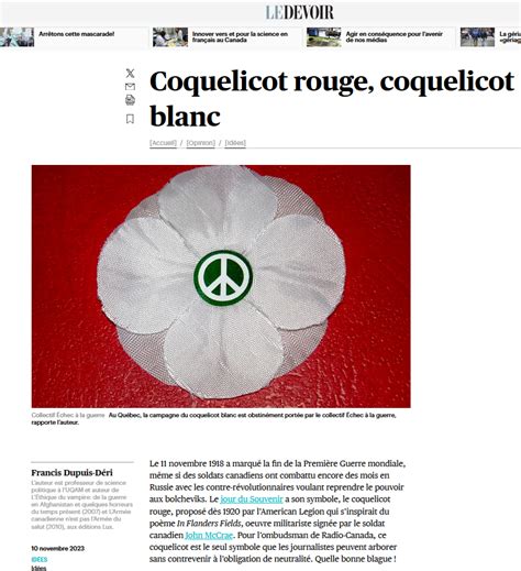 Couverture De Presse De La Campagne Du Coquelicot Blanc