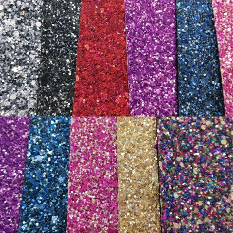 Colorful Chunky Glitter Leather Glitter Fabric With Cotton Backing P