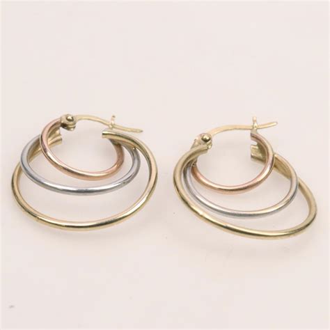 10kt Tri Color Gold Hoop Earrings Property Room