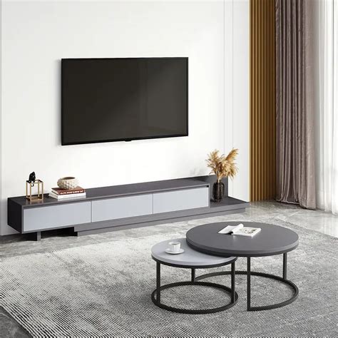 Minimalist Retracted Extendable Tv Stand Charmydecor Walnut