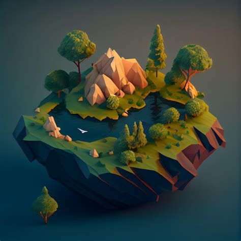 Premium Ai Image Isometric Diorama Island D Model Style Game Concept