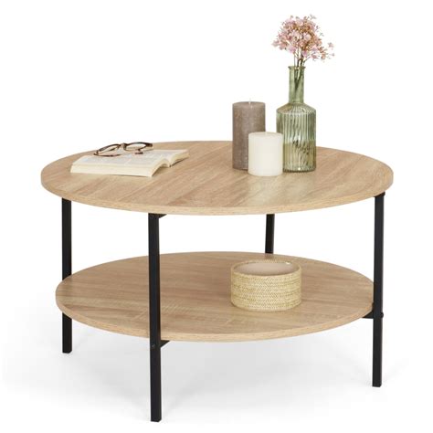 Table Basse Ronde Double Plateau Industrielle Cm Detroit Id Market