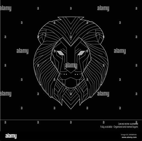 Detailed Lion Face Vector Illustration Realistic Wild Animal Graphic