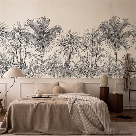 Décor panoramique vinyle Tropical paradise Rétro Beige de WallDreamer