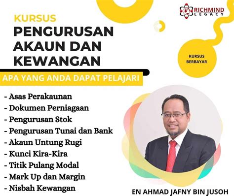 Kursus Pengurusan Akaun Dan Kewangan Richmind Legacy Sdn Bhd