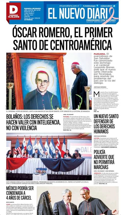 El Nuevo Diario Nicaragua 14 De Octubre De 2018 Infobae